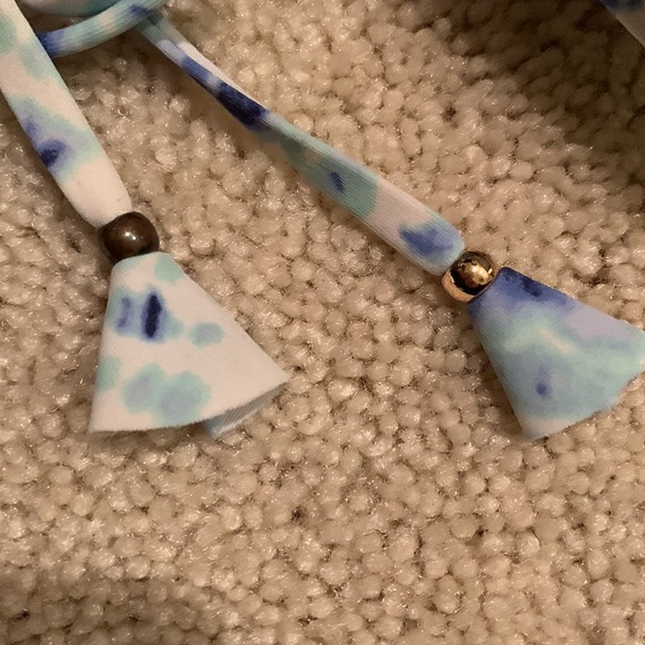 Marble blue and white swim bikini top - adjustable straps - Picture 5 of 7